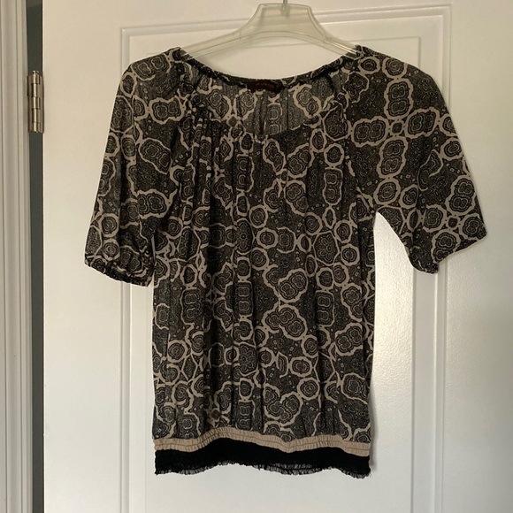 🛍️[DONATED] The Limited | Blouse tan black small lightweight printed - Picture 1 of 7